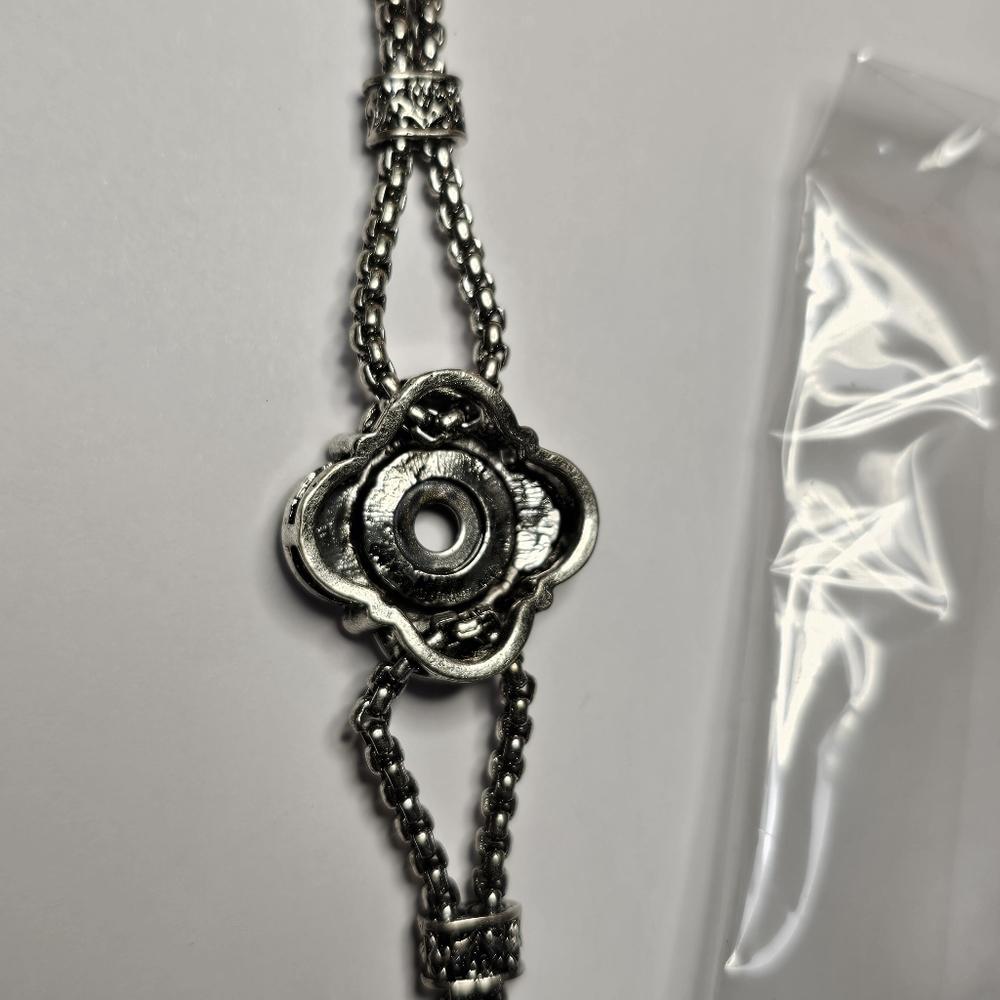 Charm Petite Lottie Dottie Toggle Charm Bracelet Crystal Antiqued Silver Crystal - Picture 3 of 6